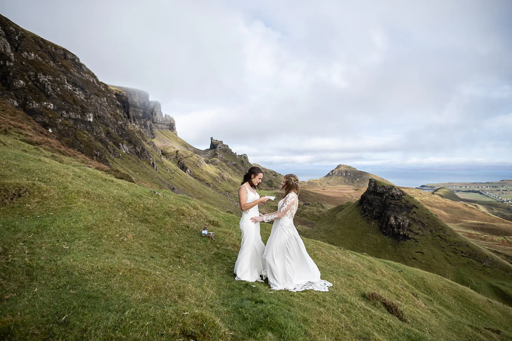 lesbian brides exchange vows