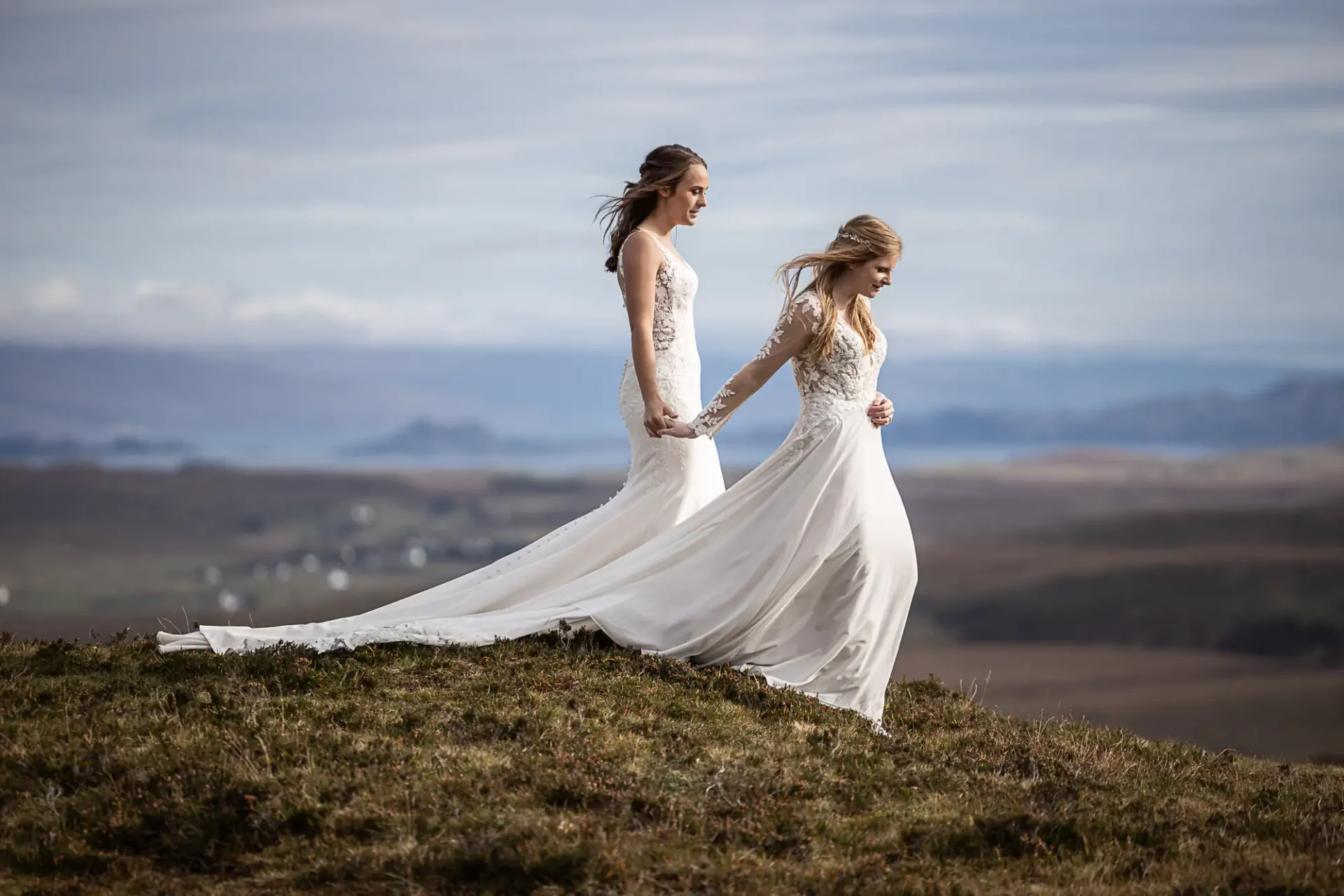 Elopement wedding photographer photo of Adrienne and Emily at The Quiraing.
