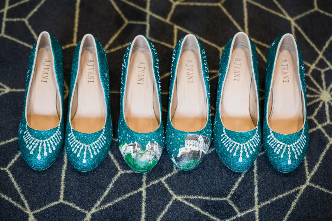 dark green bride and bridesmaids shoes