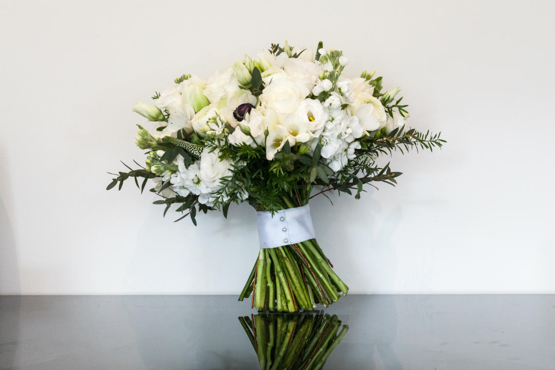 bridal bouquet yellow and white roses