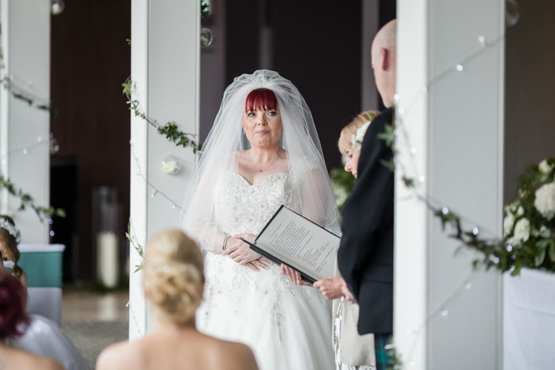 bride looking at the groom during Humanist ceremony
