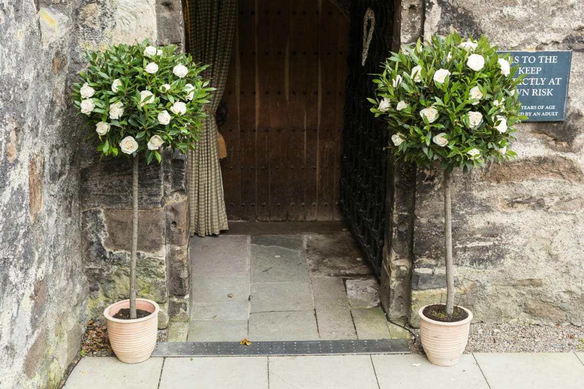 Auld Keep entrance flowers