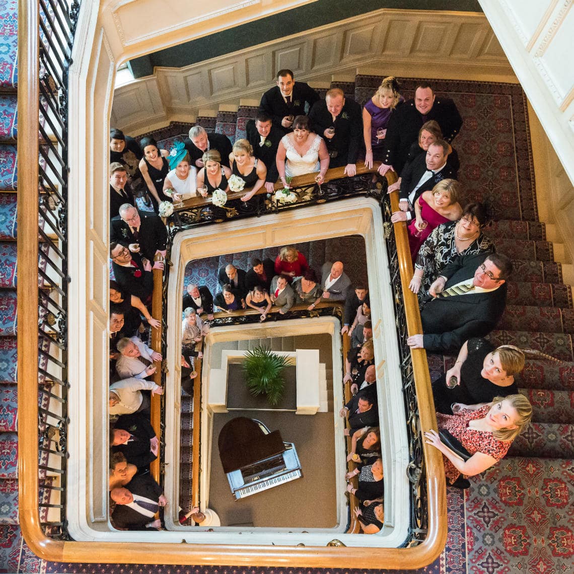 group photo on the staircase