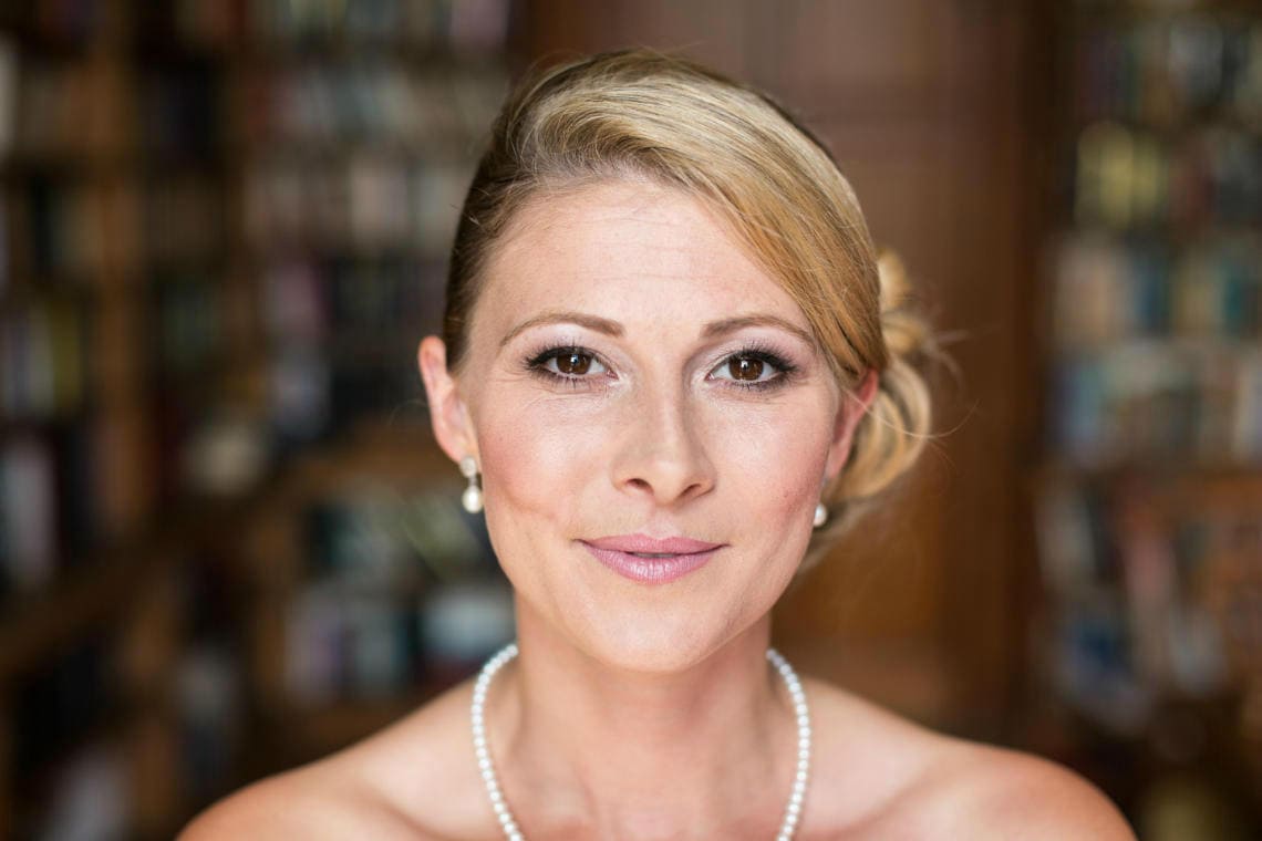 bride portrait in The Library