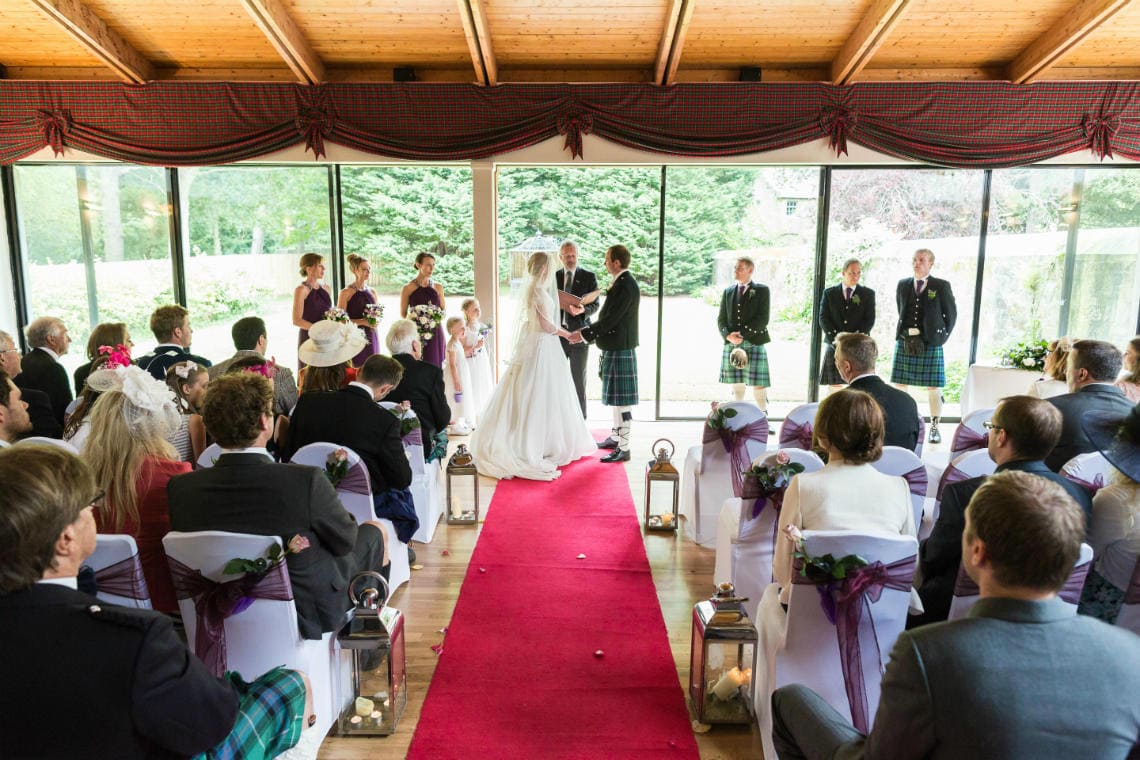 Humanist ceremony viewed from the balcony in The Chapel