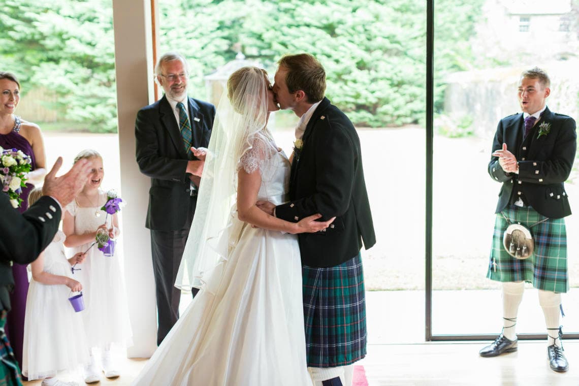 newlyweds' first kiss in The Chapel