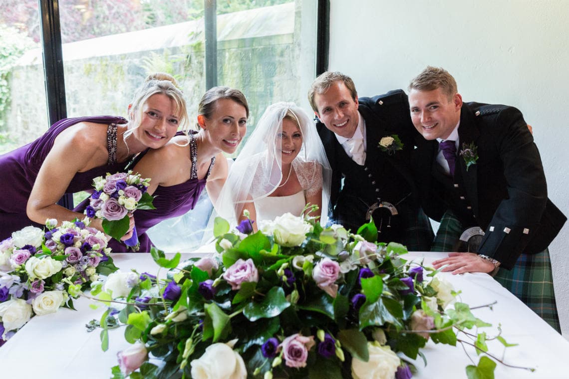 wedding party after signing the marriage schedule in the Chapel