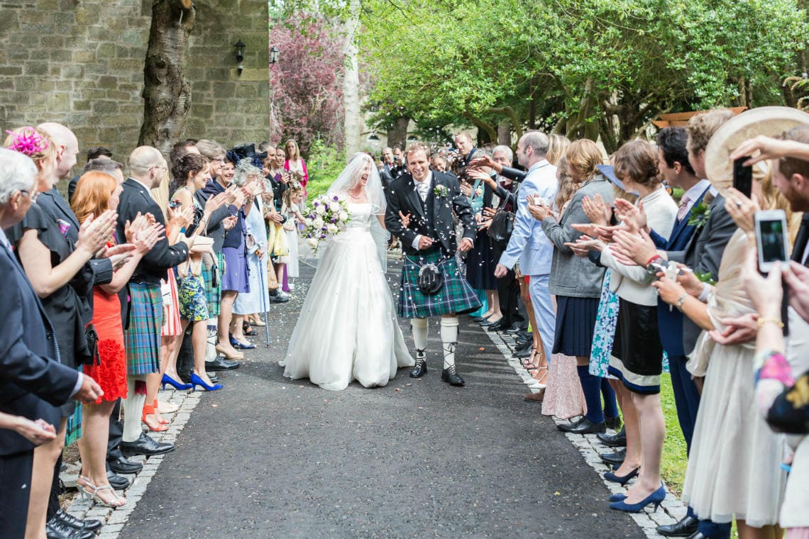 confetti shower outside The Chapel