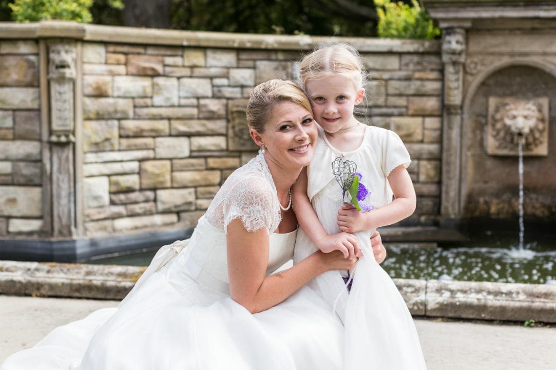 bride and flower girl on the Champagne Terrace