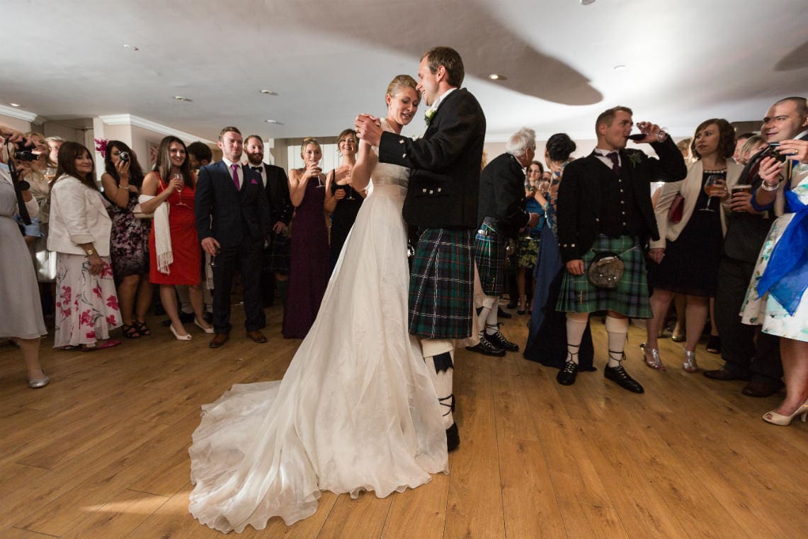 Newlyweds' first dance in the Rose Garden Room