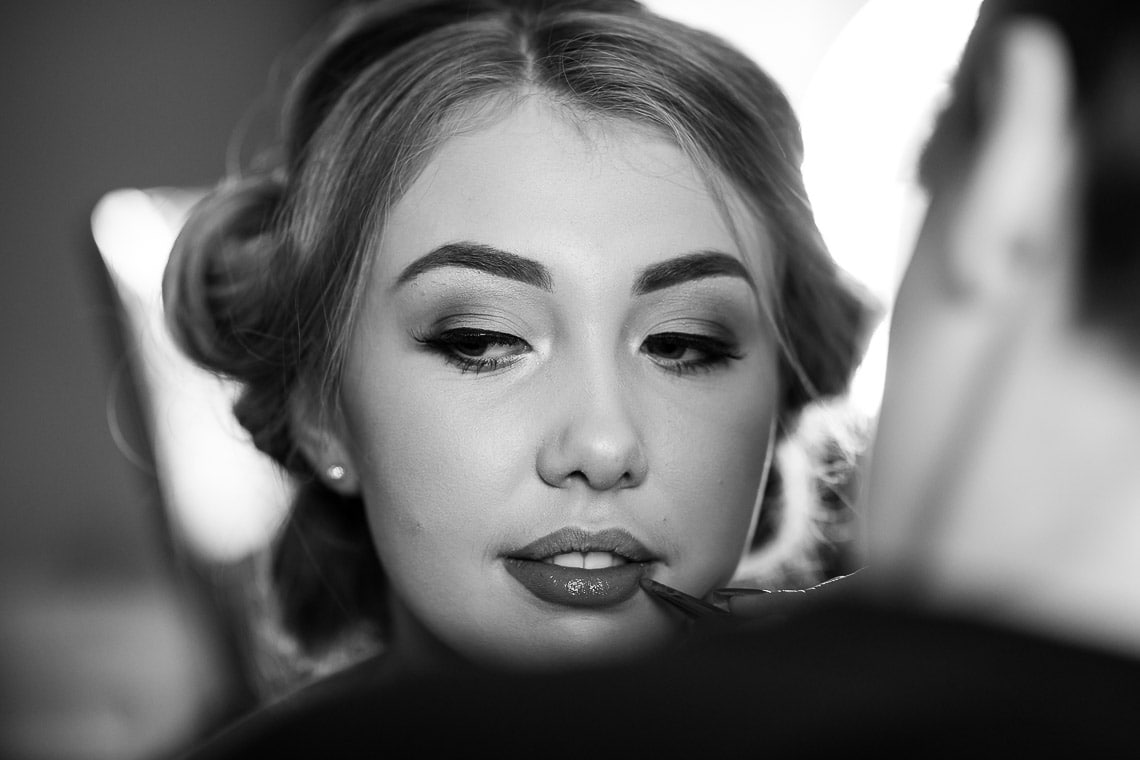 bridesmaid preparations black and white soft light