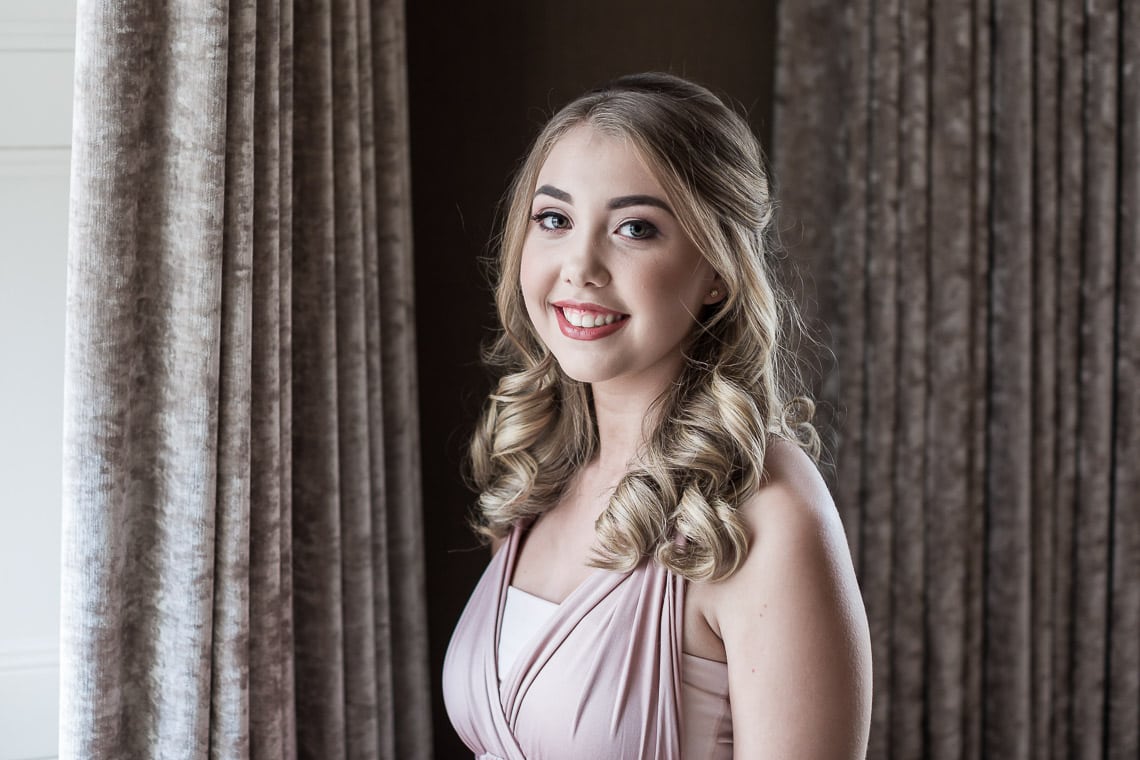 bridesmaid pre-ceremony headshot