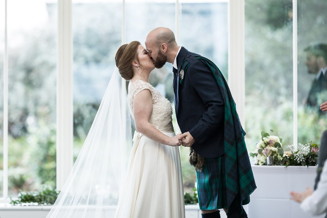 newlyweds' first kiss