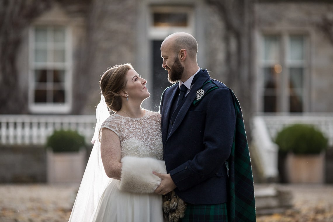 newlyweds on the driveway