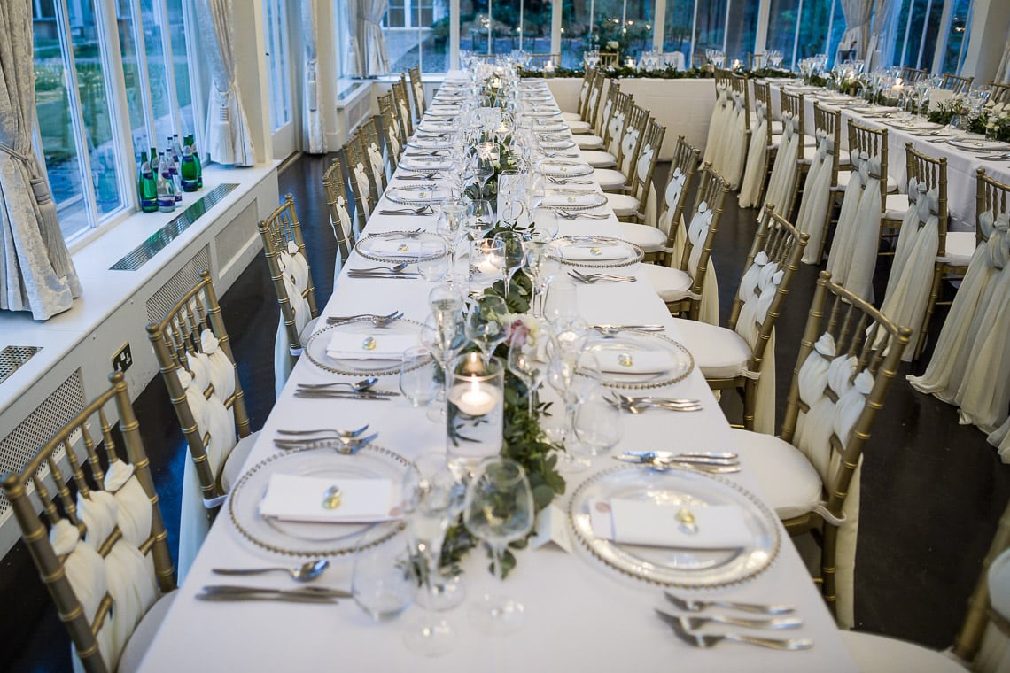 The Orangery with tables ready for wedding breakfast
