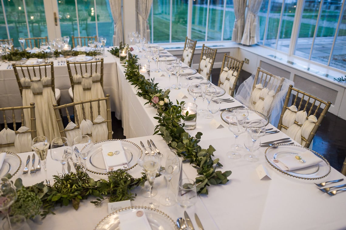 The Orangery with tables ready for wedding breakfast