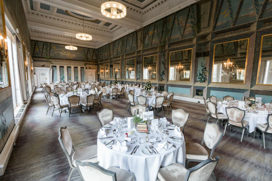 The Caledonian Edinburgh Castle Suite set up for wedding meal