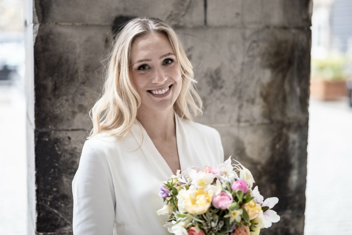 beautiful bride with blonde hair
