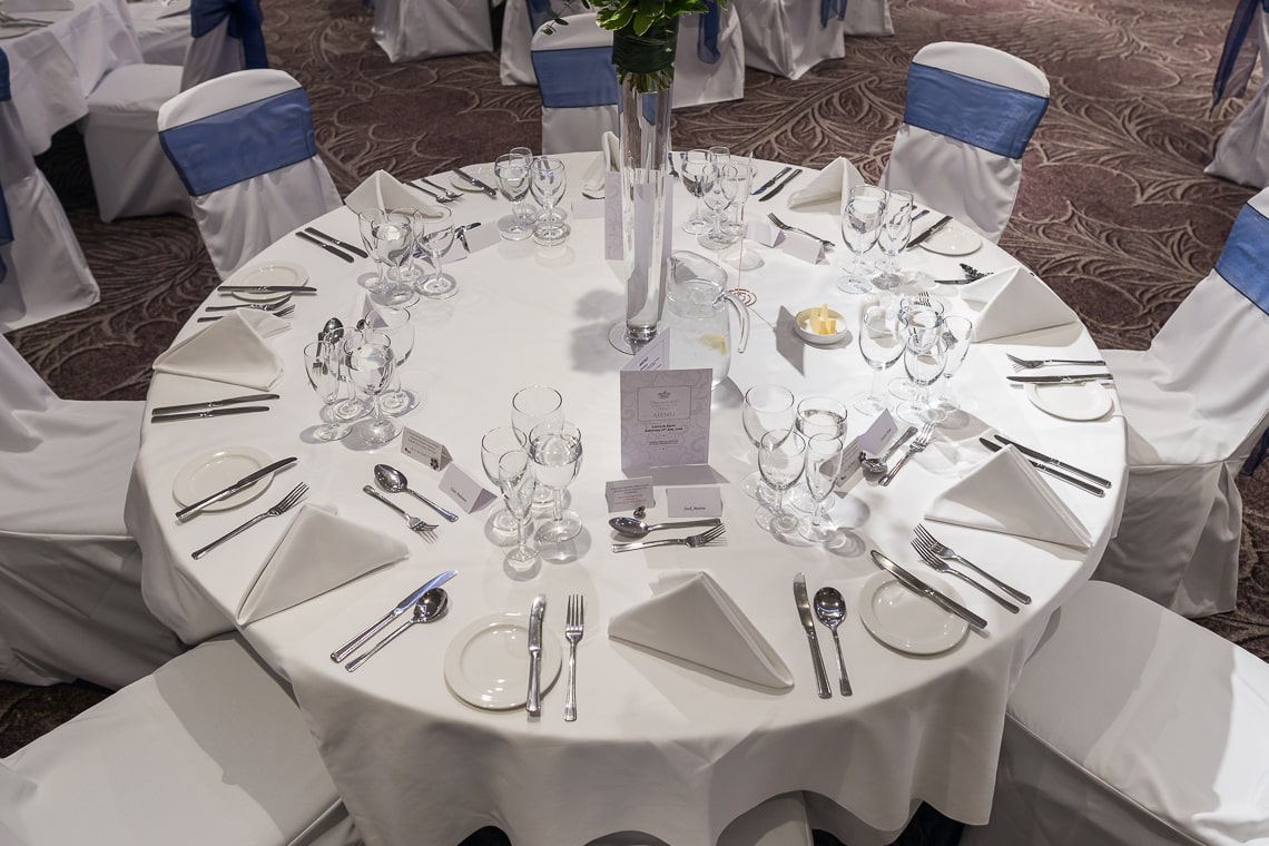 table setting in the Dalmahoy Suite
