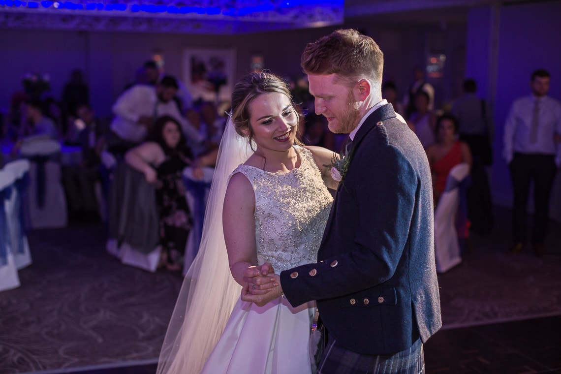 newlyweds first dance in the Dalmahoy Suite