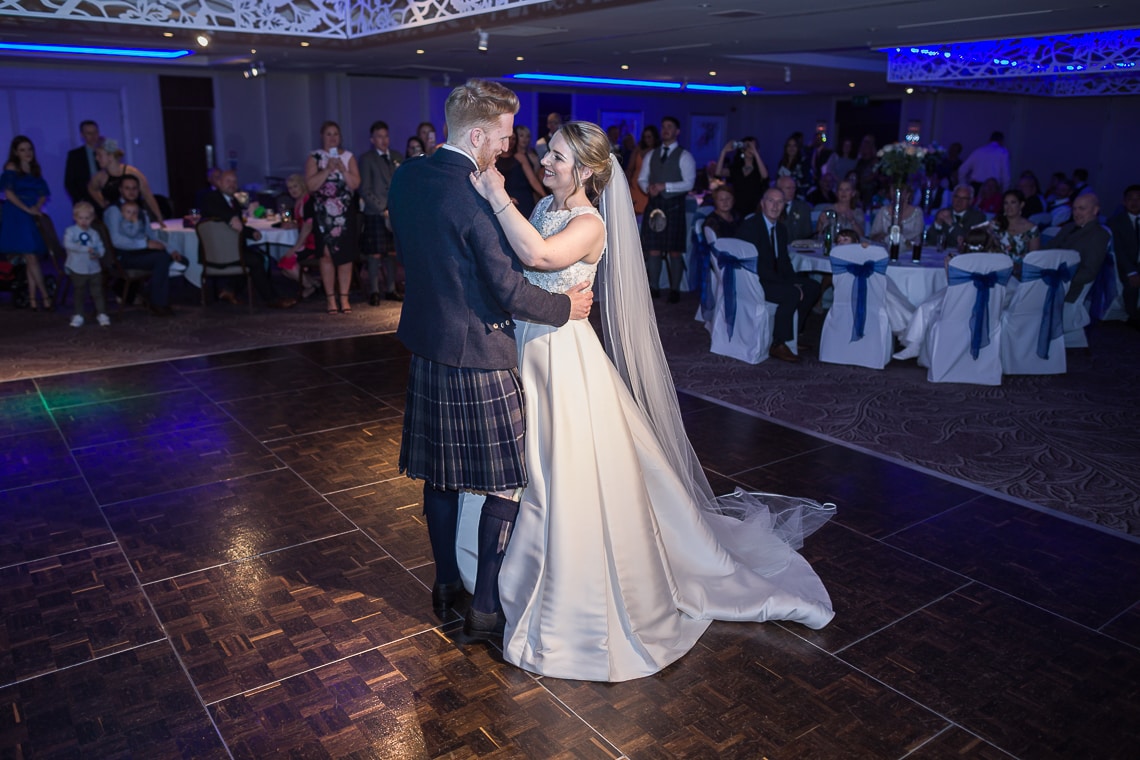 newlyweds first dance in the Dalmahoy Suite