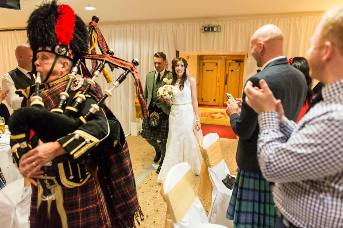 Dalmahoy Suite - newlywed piped grand entrance