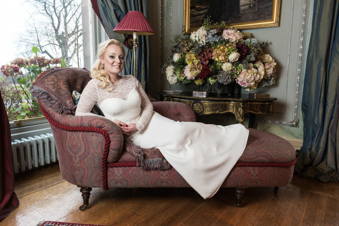Drawing Room bride on Chaise Lounge