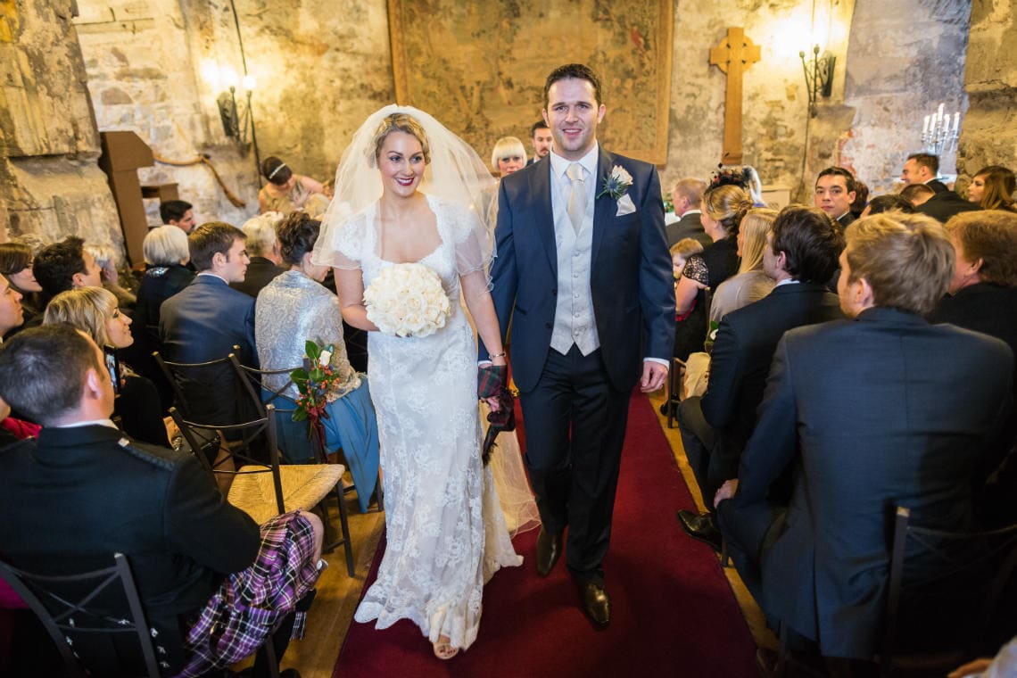 newlyweds make their way to the annex to sign the marriage schedule