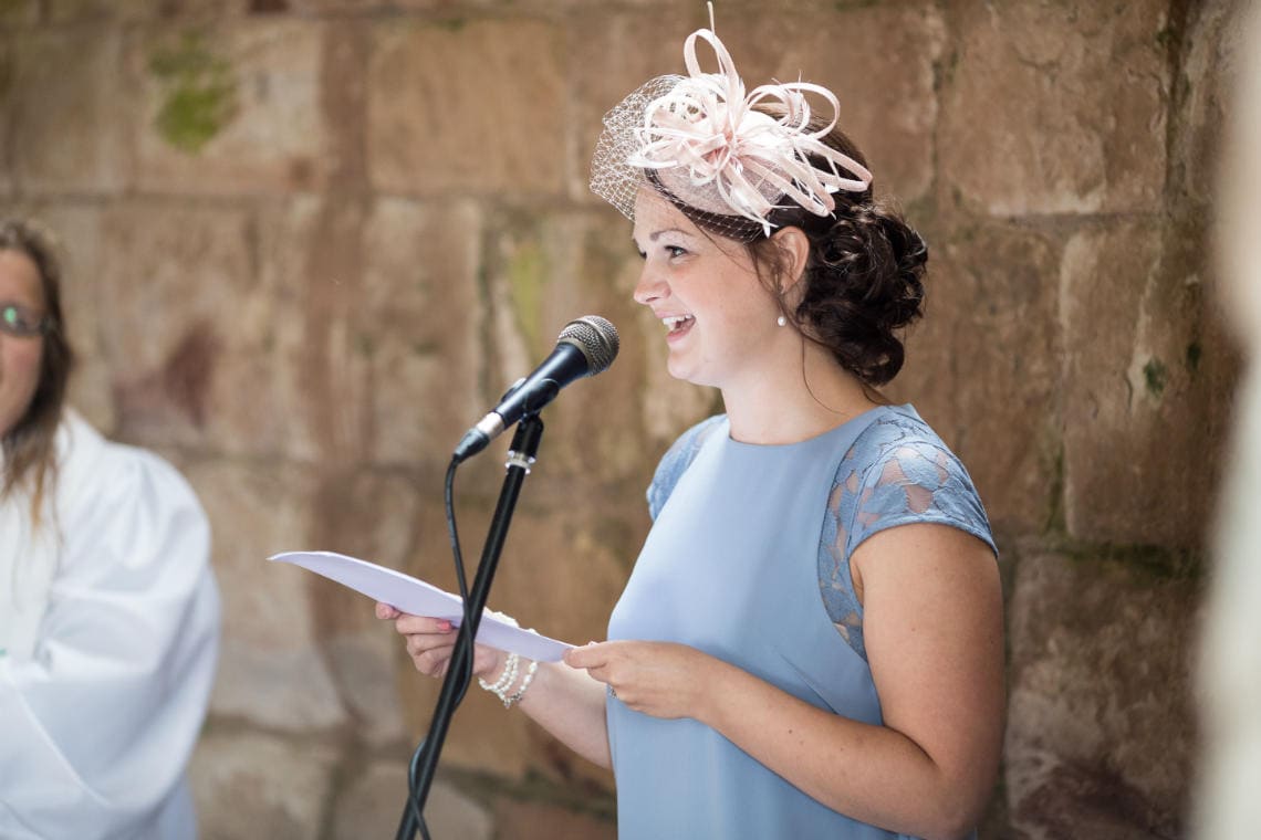 female guest reading