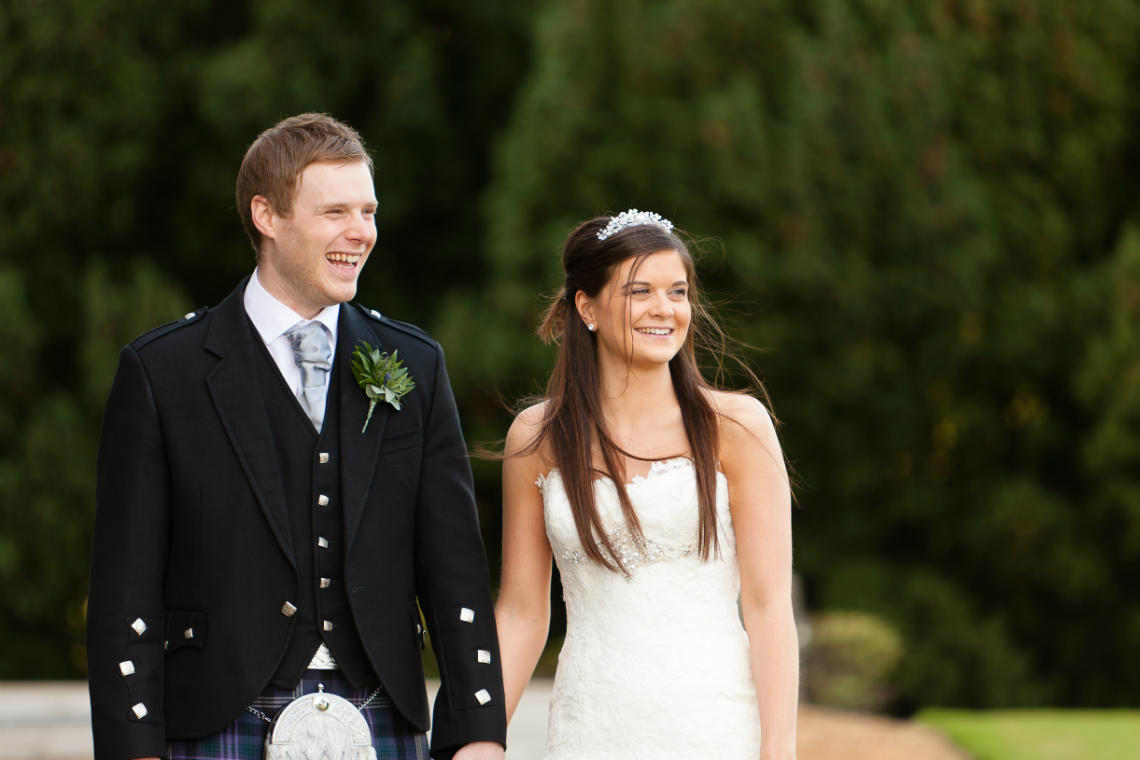 Gardens newlyweds smiling