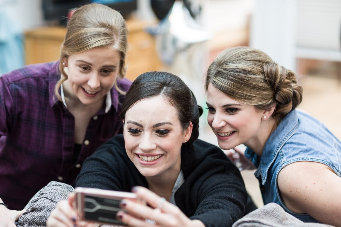 bridesmaids and bride on a video call