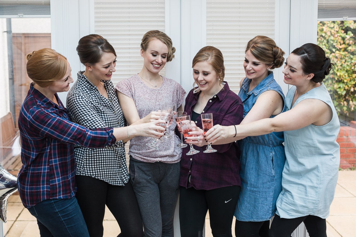 bridal squad prosecco cheers