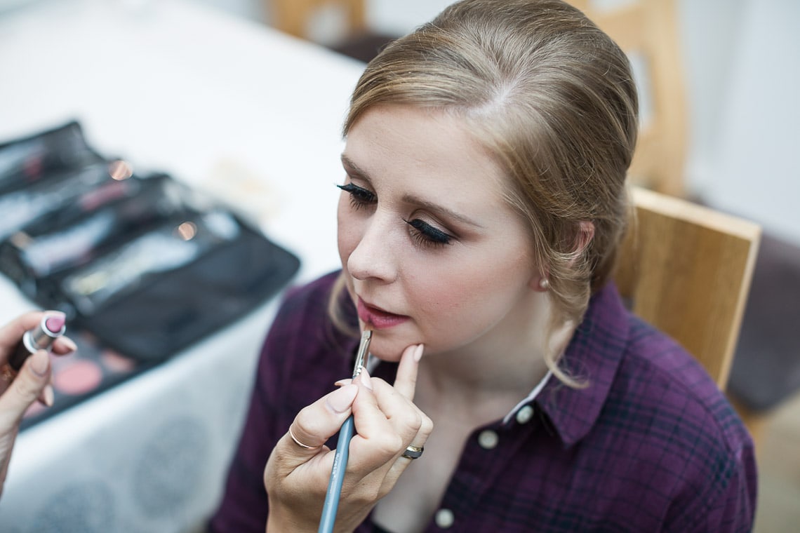 bride lipstick being applied