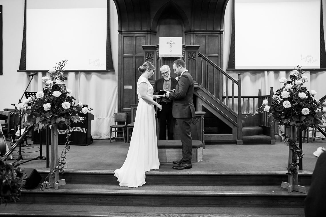 exchange of vows during ceremony at Liberton Kirk