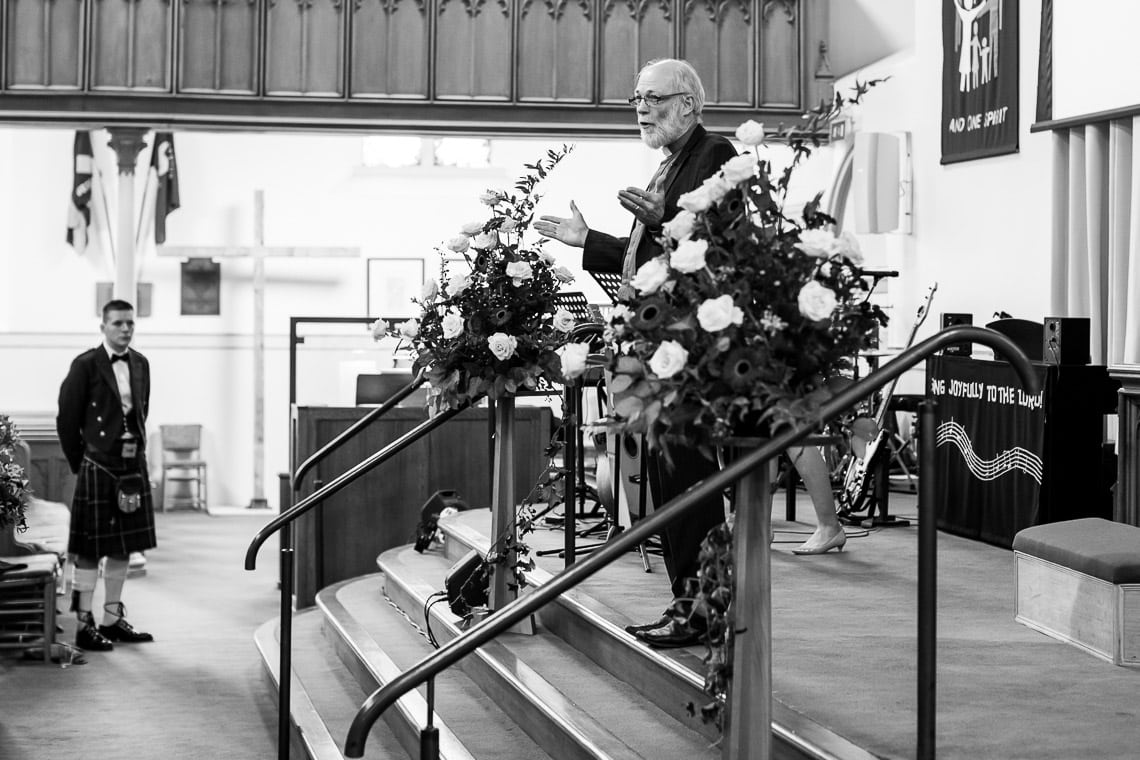 Minister concludes the ceremony at Liberton Kirk