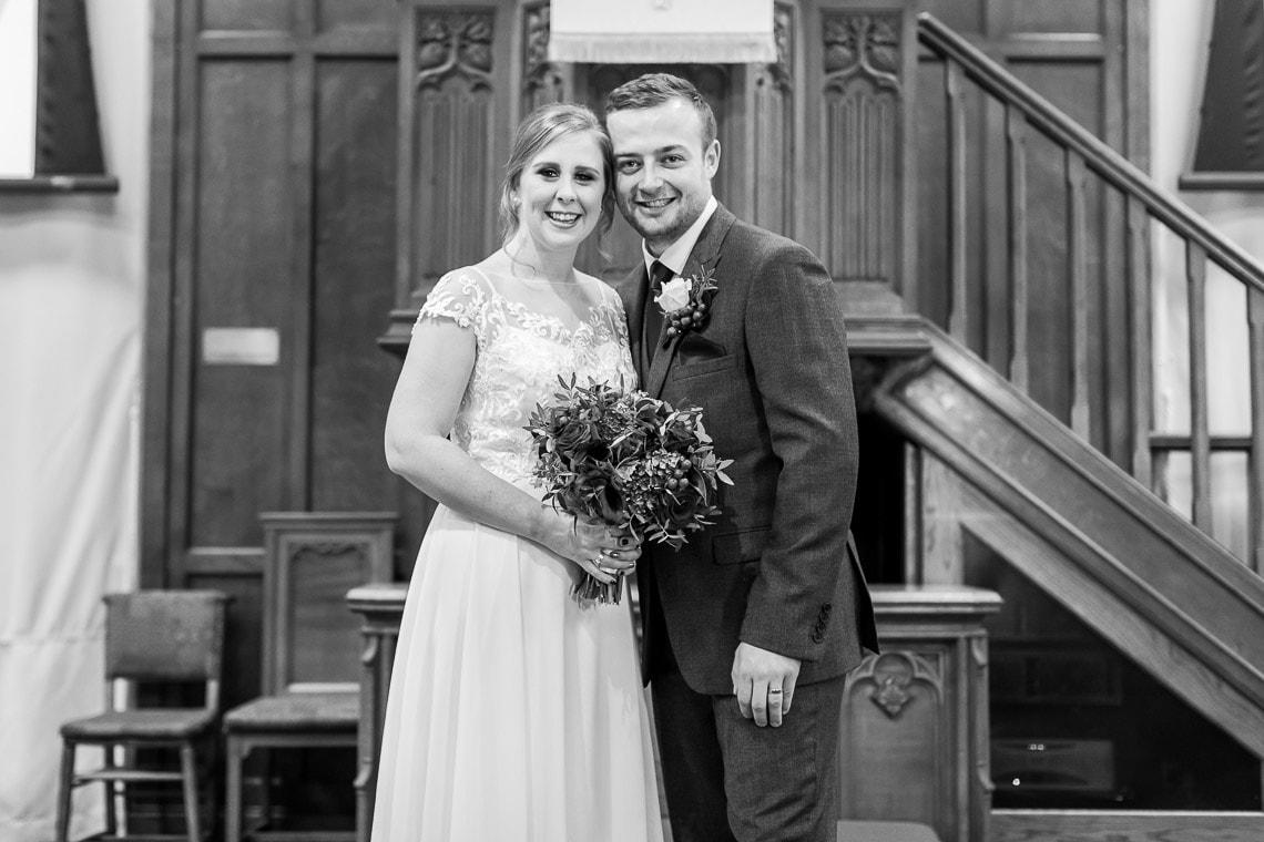 newlyweds on the altar at Liberton Kirk