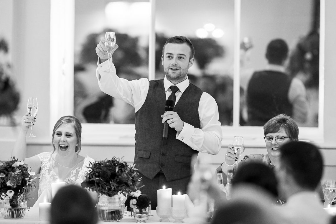 groom's speech raising a toast in the King's Hall