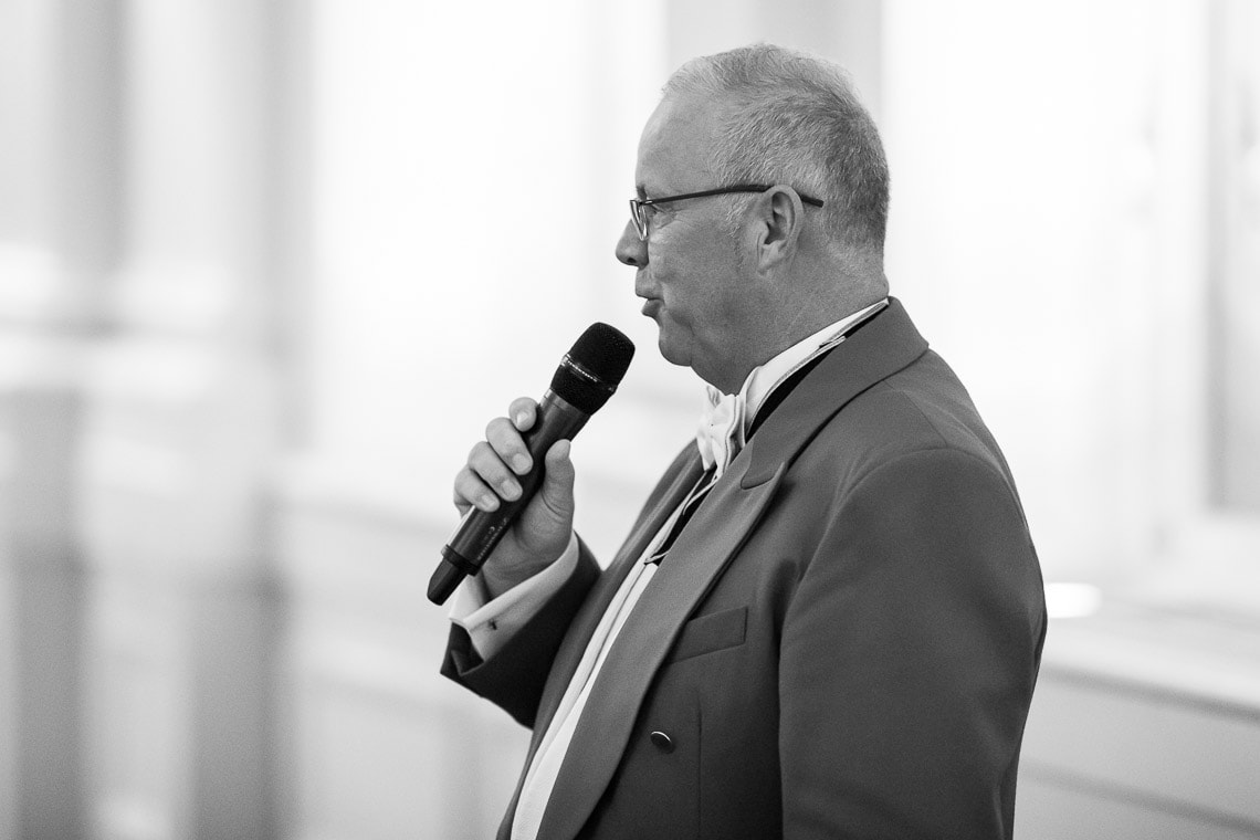 Toastmaster Maurice King announces the best man speech