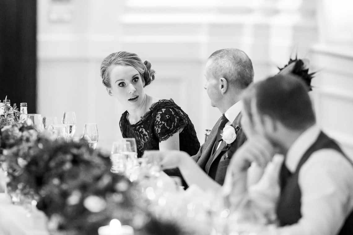 bridesmaid's reaction to groom's speech in the King's Hall