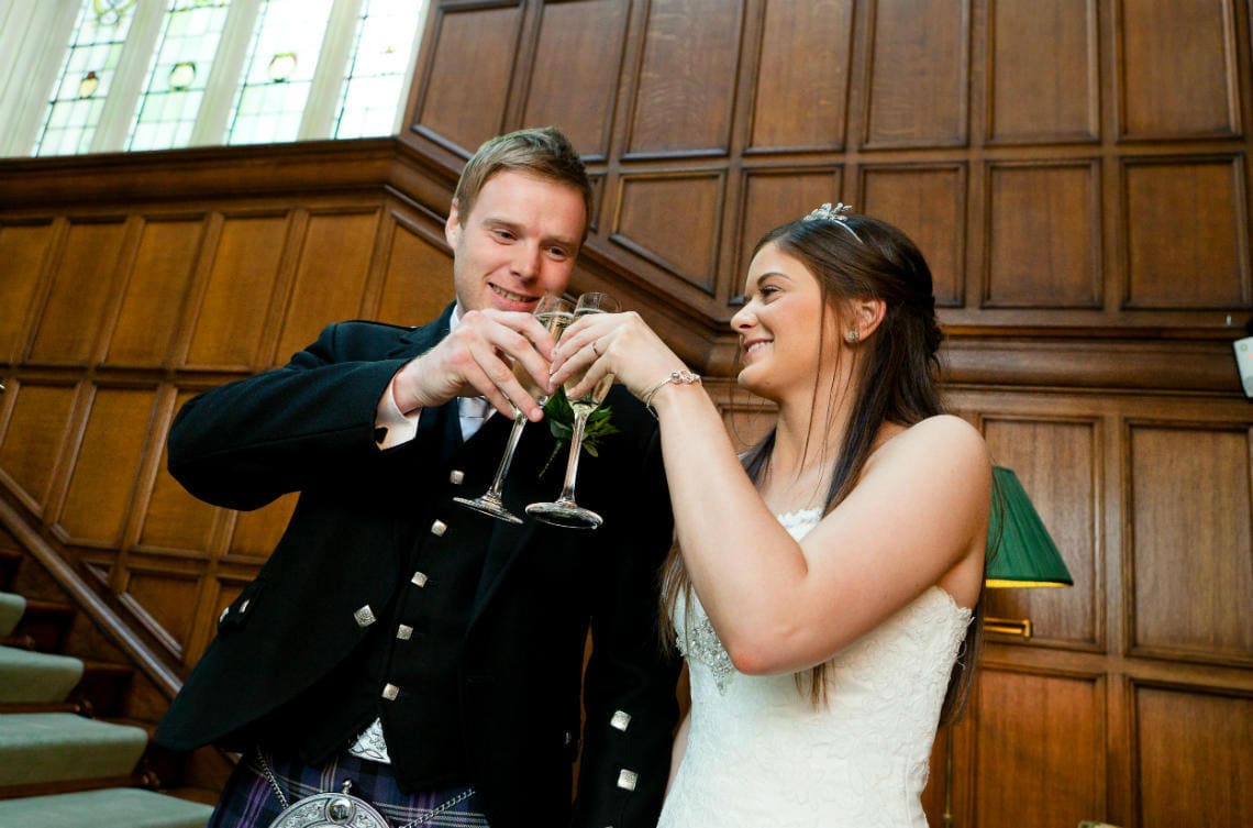 Main Hall Staircase newlyweds toast