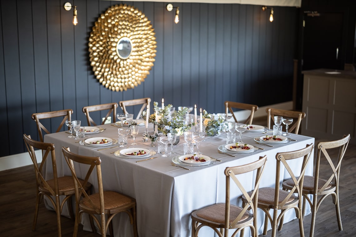 Pavilion square table setting