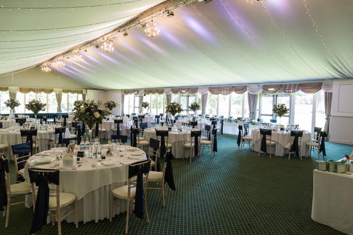 Pavilion set up for a wedding breakfast