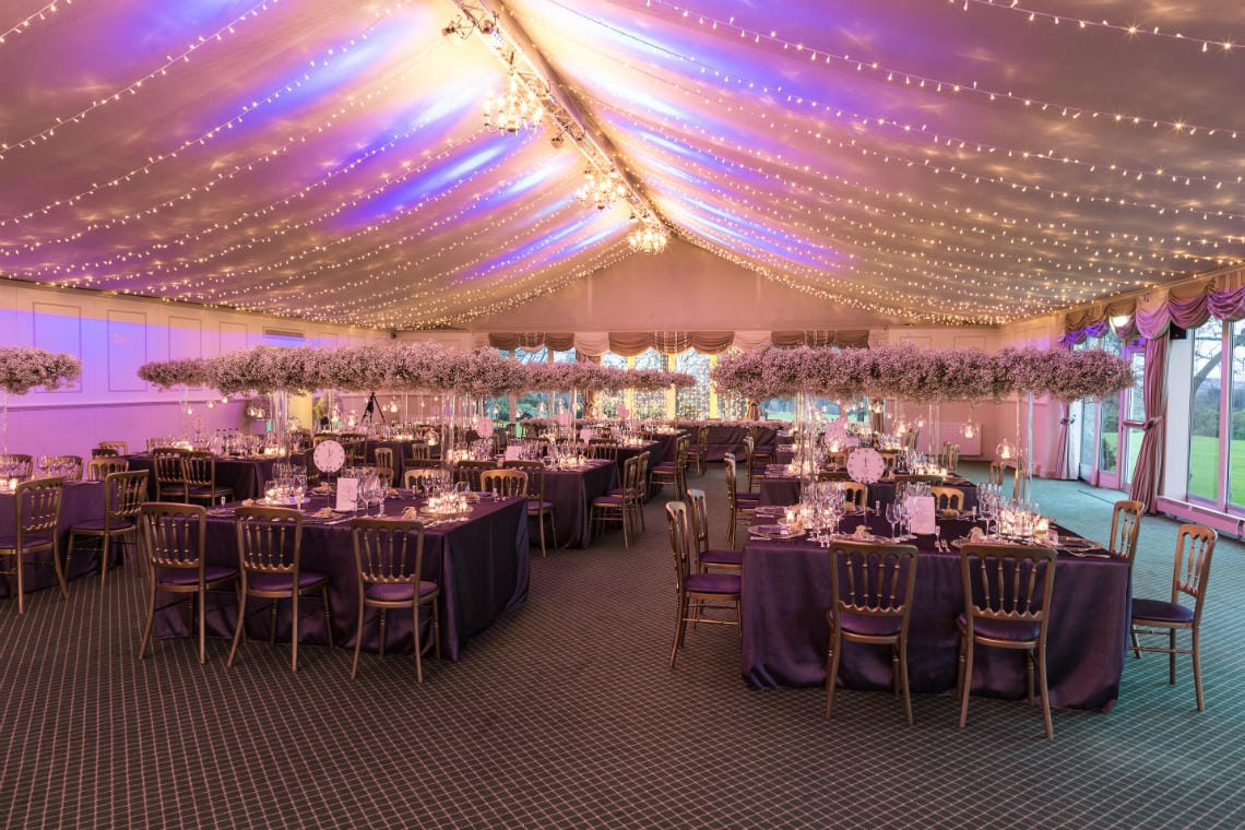 Pavilion set up for a wedding reception