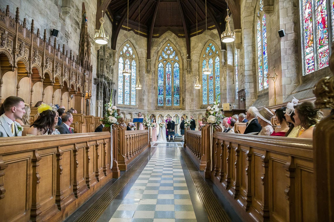 newlyweds' at the altar St Salvator's Chapel, view from the rear of the aisle