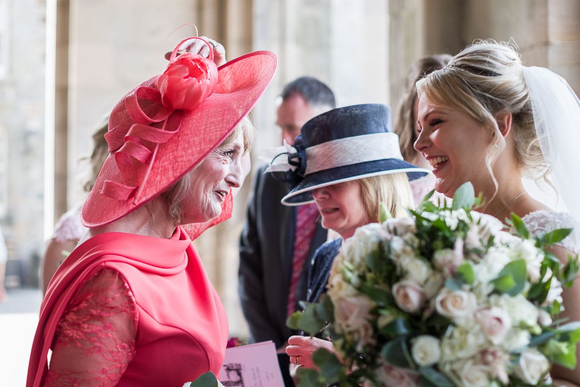 bride is congratulated