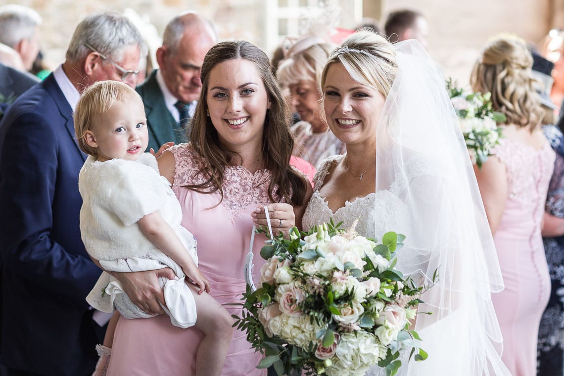 bride, bridesmaid and flower girl