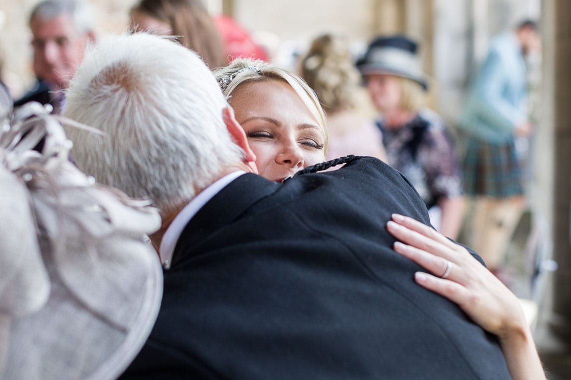 bride is congratulated