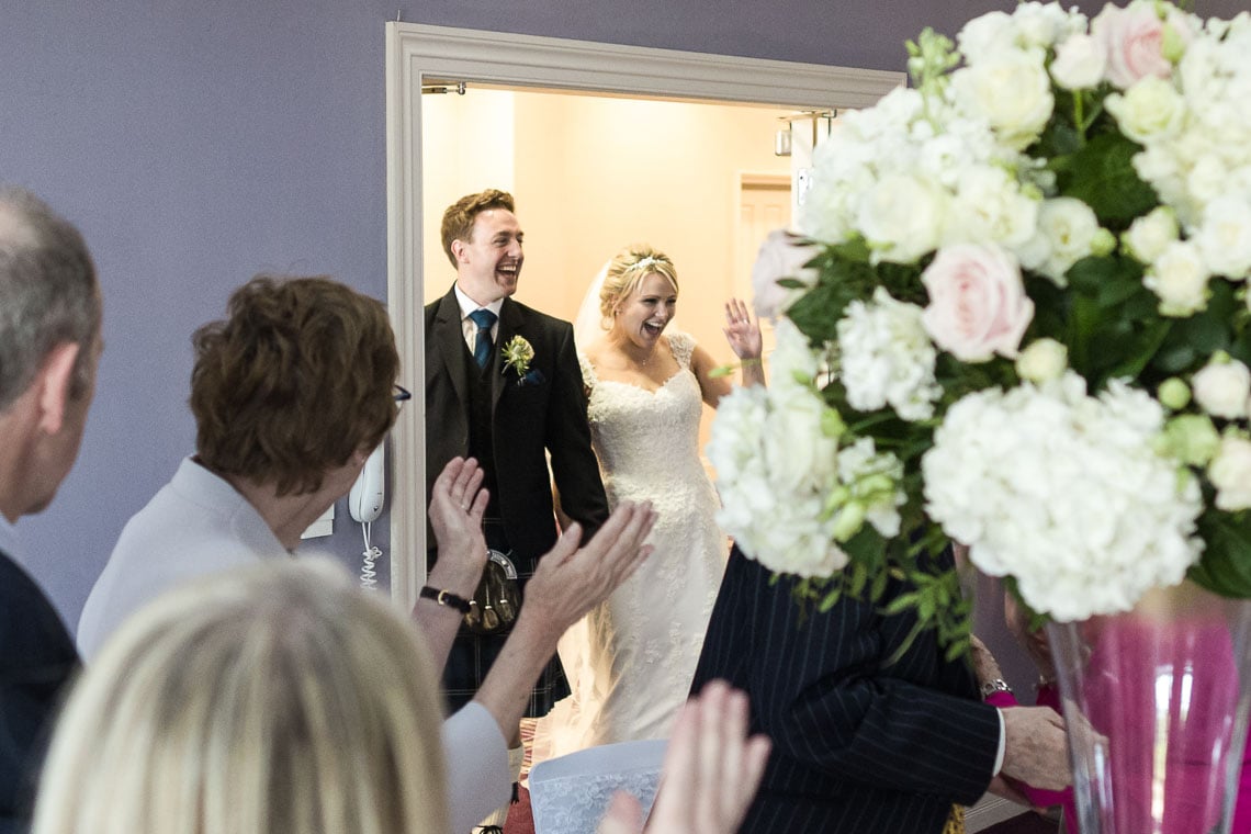 Robert Louis Stevenson Suite newlyweds piped to the top table