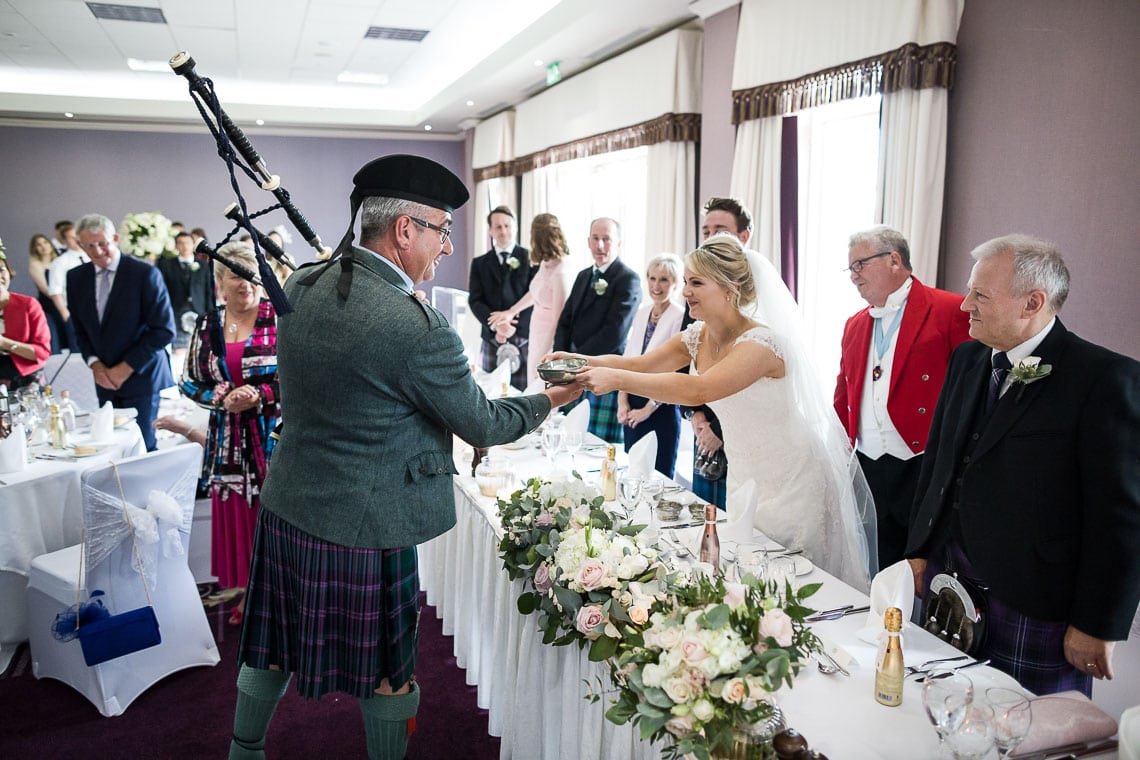 Robert Louis Stevenson Suite piper toast to the newlyweds