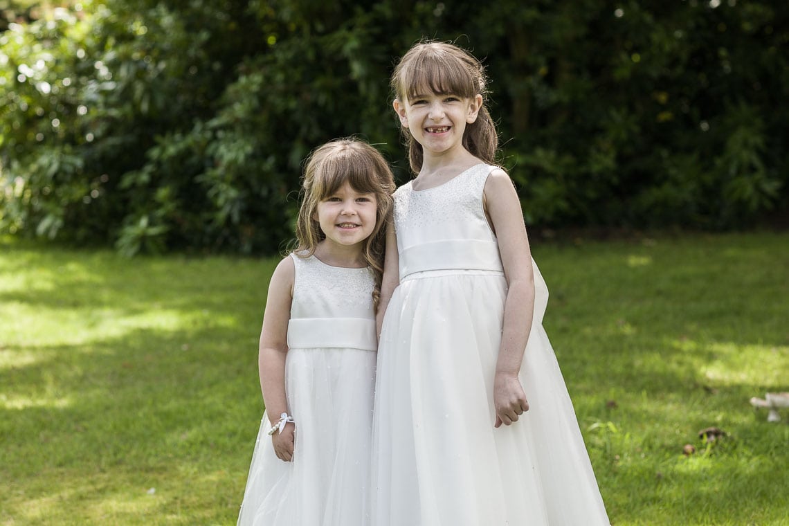 flower girls outside the church